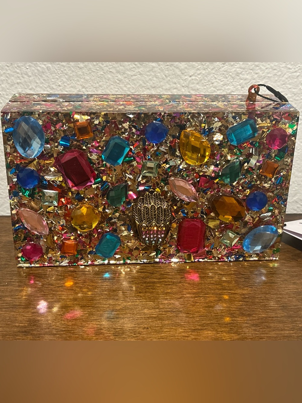 Kurt Geiger Multicolor Jeweled Box Clutch with Crossbody Strap - Picture 10 of 10